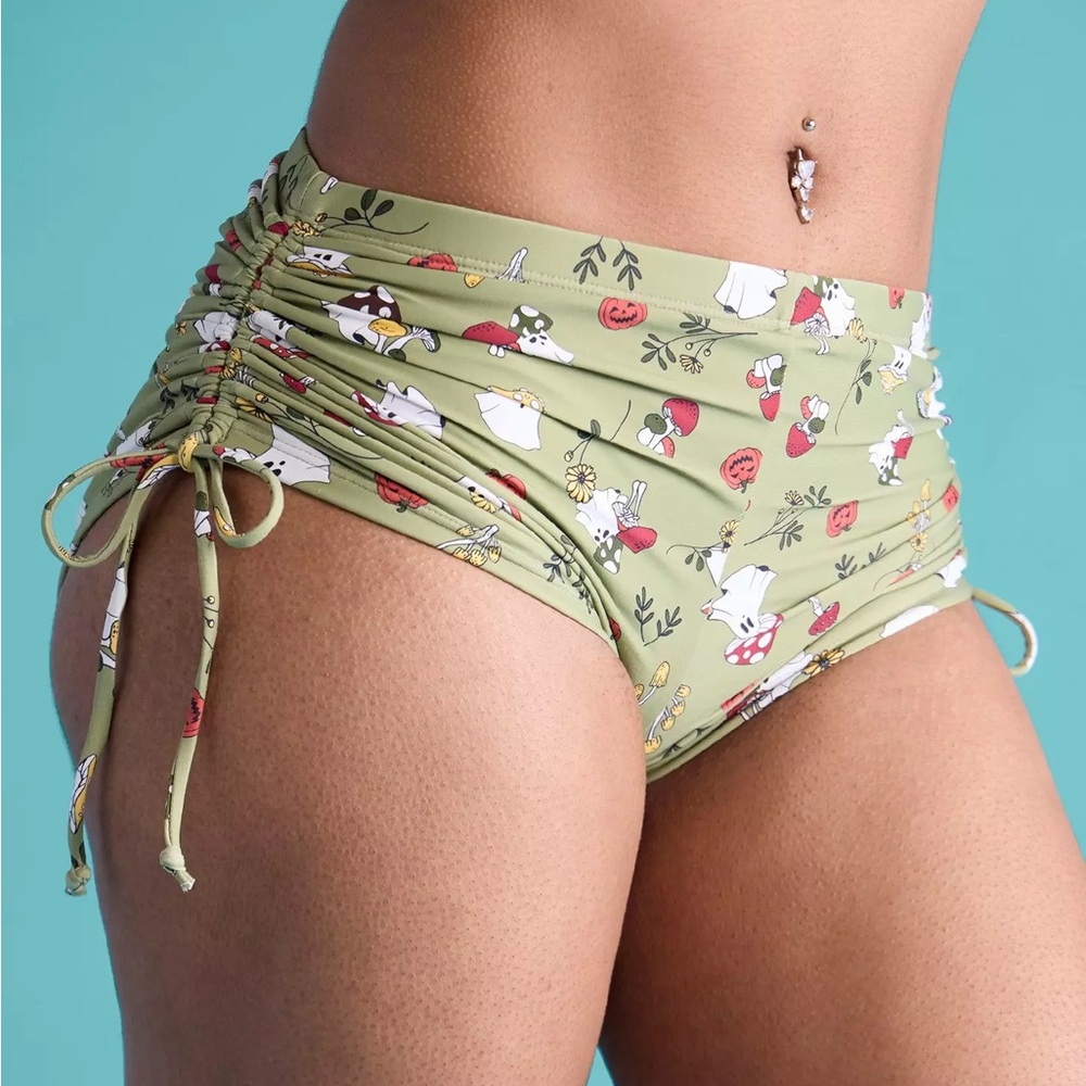 Mushroom Ghost Ruched‎ Swim Bottoms Hot Topic Summerween Halloween